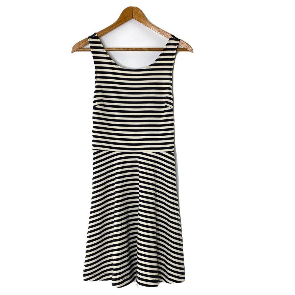 American Eagle Outfitters Sleeveless Dress size 4 Cross Back Black OW Stripe